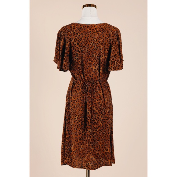 Sz L Faithfull The Brand Farida Mini Dress In Romina Crepe Leopard Print EUC - Picture 3 of 6